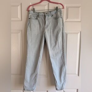 High-Rise Light Wash Straight Jeans